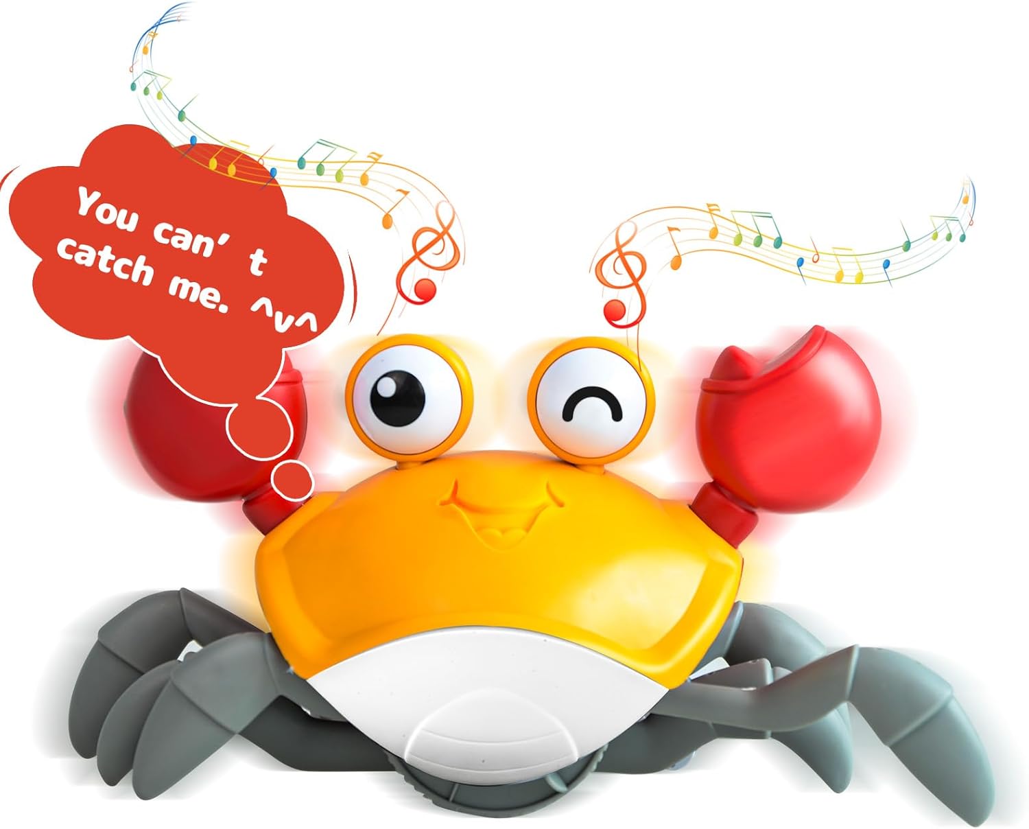 Crawling Crab Dog Toys, Interactive Toys with Automatically Avoid Obstacles, Dancing Crab Toys with Music Sounds & Lights, USB Rechargeable,Fun Moving Toy for Dogs Cats Pets