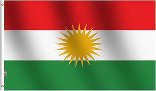 3x5 Foot Kurdistan Flag,Screen Printed 100D Thick Polyester-Brass Grommets Fade Resistant Premium for Home and Parades, Official Party Curdistan Flags