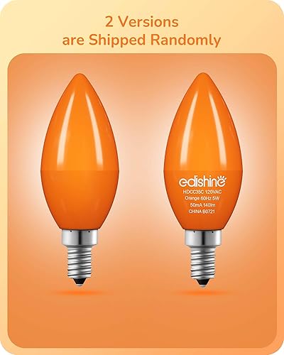 Miniatura 7 de EDISHINE Bombillas LED regulables naranja C35, bombillas de candelabro E12, equivalente a 60 W, bombilla LED para candelabro, bombilla de vela