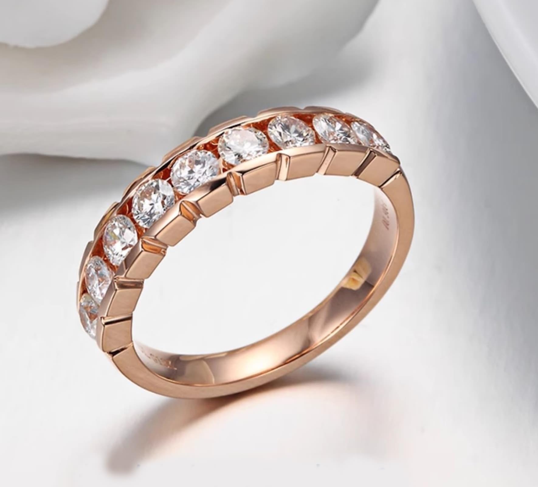 Partnerringe PT950/9K/14K/18K Rotgold, Weiß Labor Erstellt Diamant Klassiker Freundschaftsringe Rundschliff, Echte Goldschmuck Verlobungsring 18/14/ 9 Karat Gold, Gr.47-70