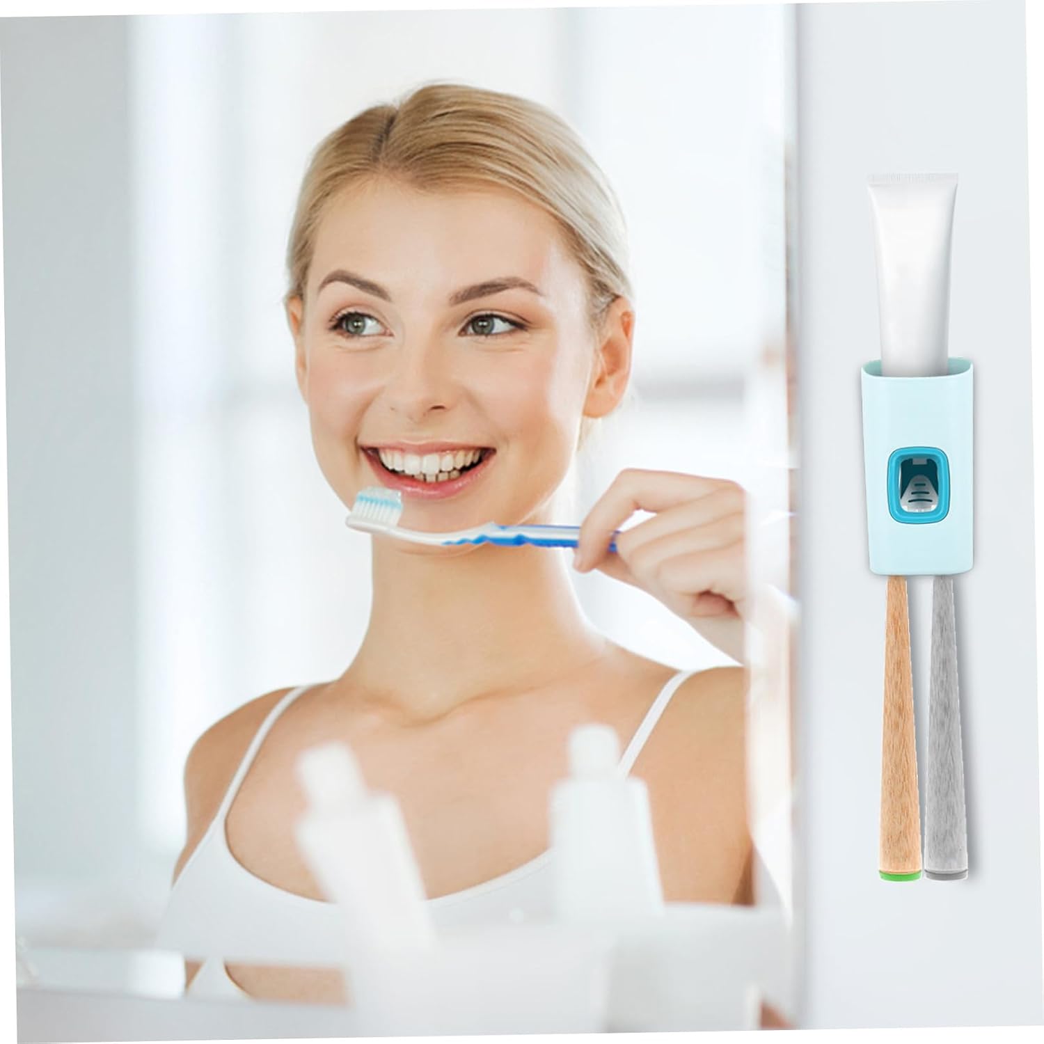 Baluue 3pcs Automatic Toothpaste Squeezer Wall-Mounted Easy Non-Punching Dispenser