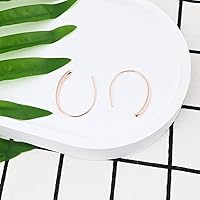 Vista 15 de Handmade Pull Through Earrings 925 Sterling Silver Earrings Hypoallergenic Open Hoops Drop Dangle Threader Earrings for Women Trendy Fashion