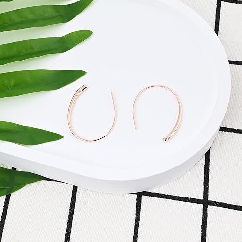 Miniatura 15 de Handmade Pull Through Earrings 925 Sterling Silver Earrings Hypoallergenic Open Hoops Drop Dangle Threader Earrings for Women Trendy Fashion