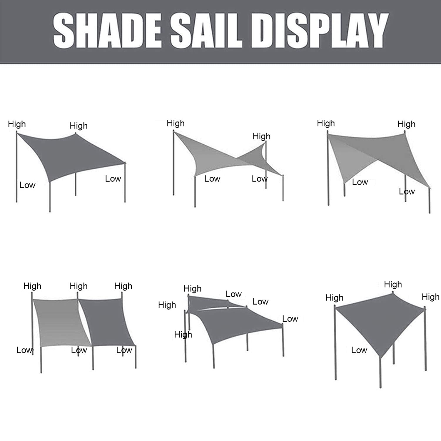 Tenda parasole impermeabile, rettangolare, protezione UV, baldacchino per giardino, patio, spiaggia e parcheggio, per feste all'aperto e estate, colore sabbia, 2 x 3 x 6 m