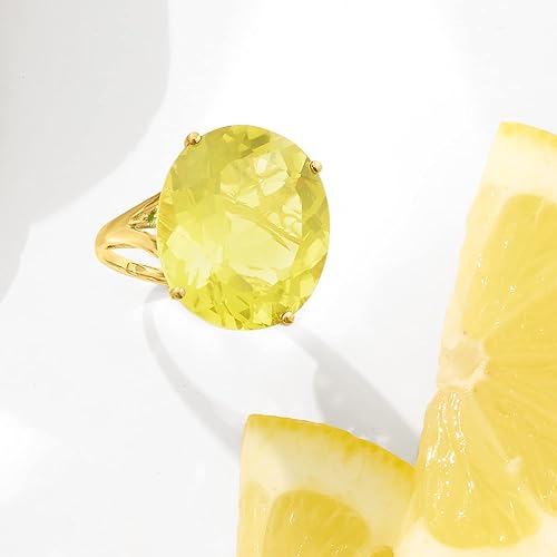 Miniatura 6 de Ross-Simons Anillo de cuarzo limón de 20 quilates en oro amarillo de 14 quilates