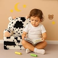 Vista 6 de Silla para Niños Pequeños con Piel de Conejo Sintética – Sofá Infantil Plegable 2 en 1, Sofá Suave para Lectura, Dormitorio o Sala de Juegos, Edades