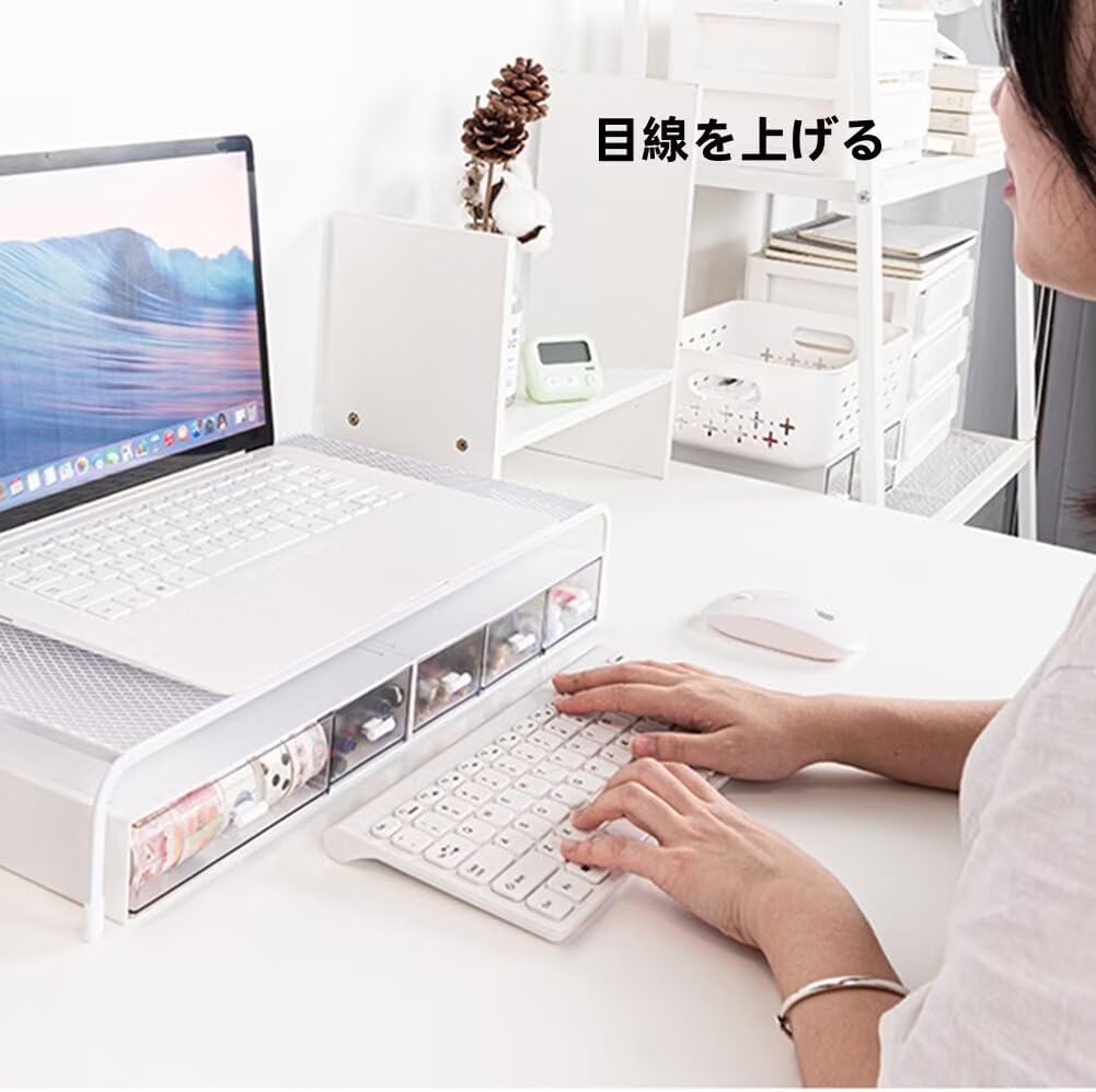 モニタースタンド アクリル ディスプレイ台 キーボード収納 省スペース 安定性 耐荷重 モニター/ノートパソコン/プリンター適用 5