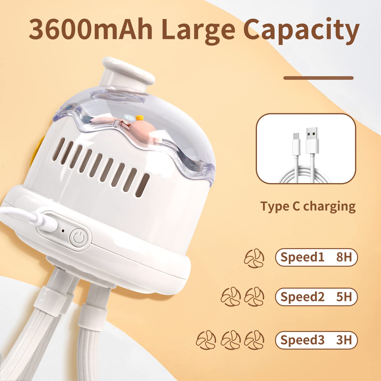 Pram Fan Clip On Stroller Portable Baby Buggy Cooling Fans [LED Display