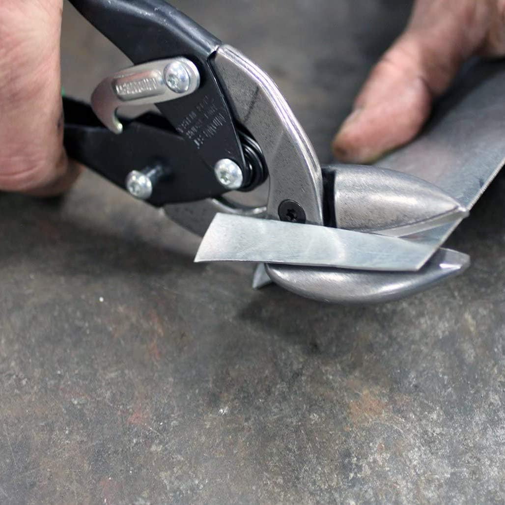 URREA Aviation Snips - Right Cut Offset Metal Cutting Shear with Forged & Serrated Blades - 303RS