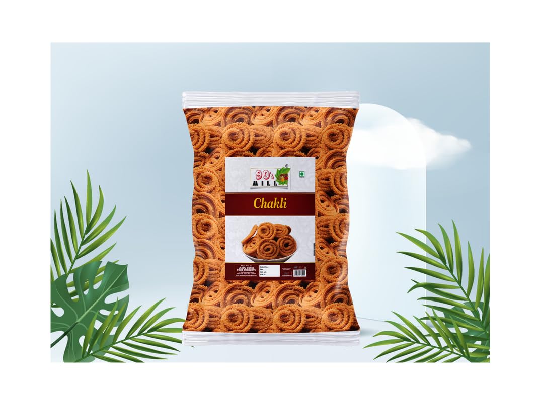 90's MILL Butter Chakli Chakoli | Murukku | Bhajni Chakli | Bhajni Chakli Namkeen Snacks for Foodie Indians Ready to Eat snacks - Tea Time Chakli | Chakli Diwali Rakhi Snack and Namkeen-250 * 1Pack 4