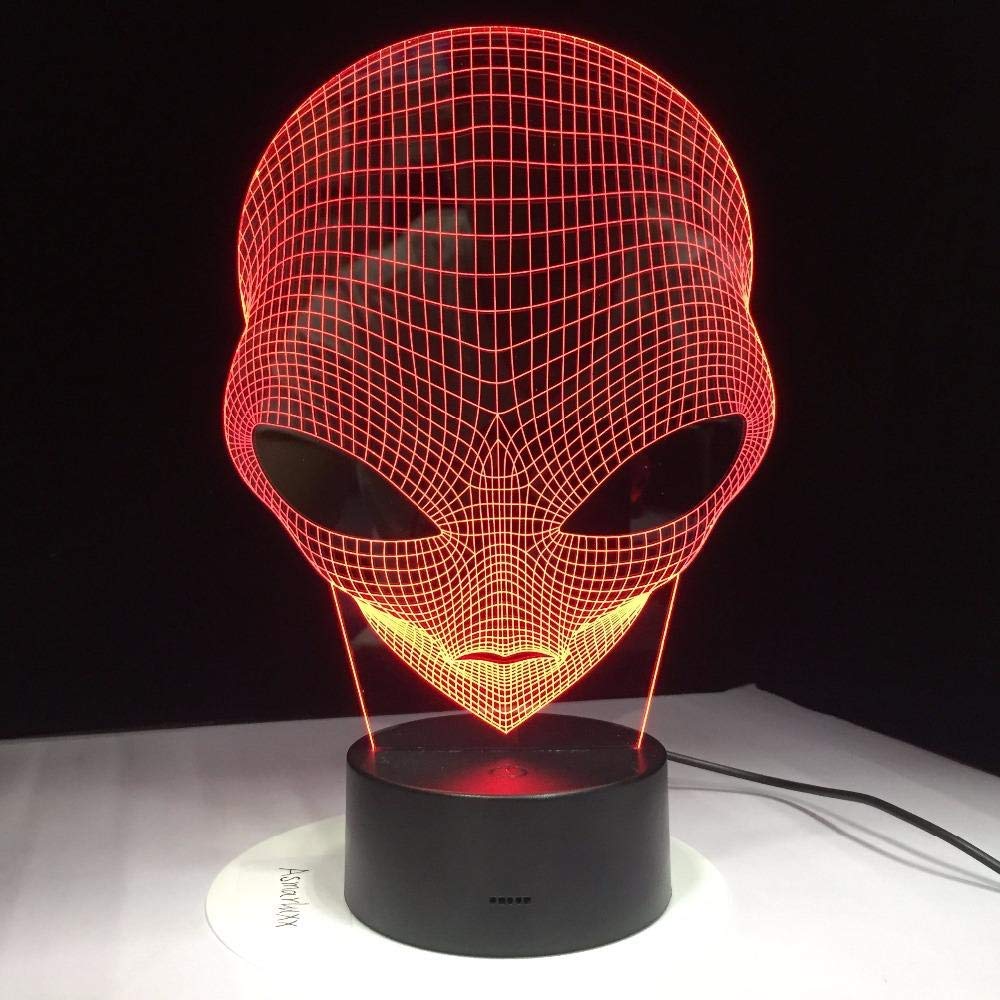 3D Illusion Lamp Led Night Light 1 Piece 7 Colors Changing Hologram Pop-Eyed Alien Shape Acrylic with Touch Switch Luminary Best Children's Birthday Holiday Gifts