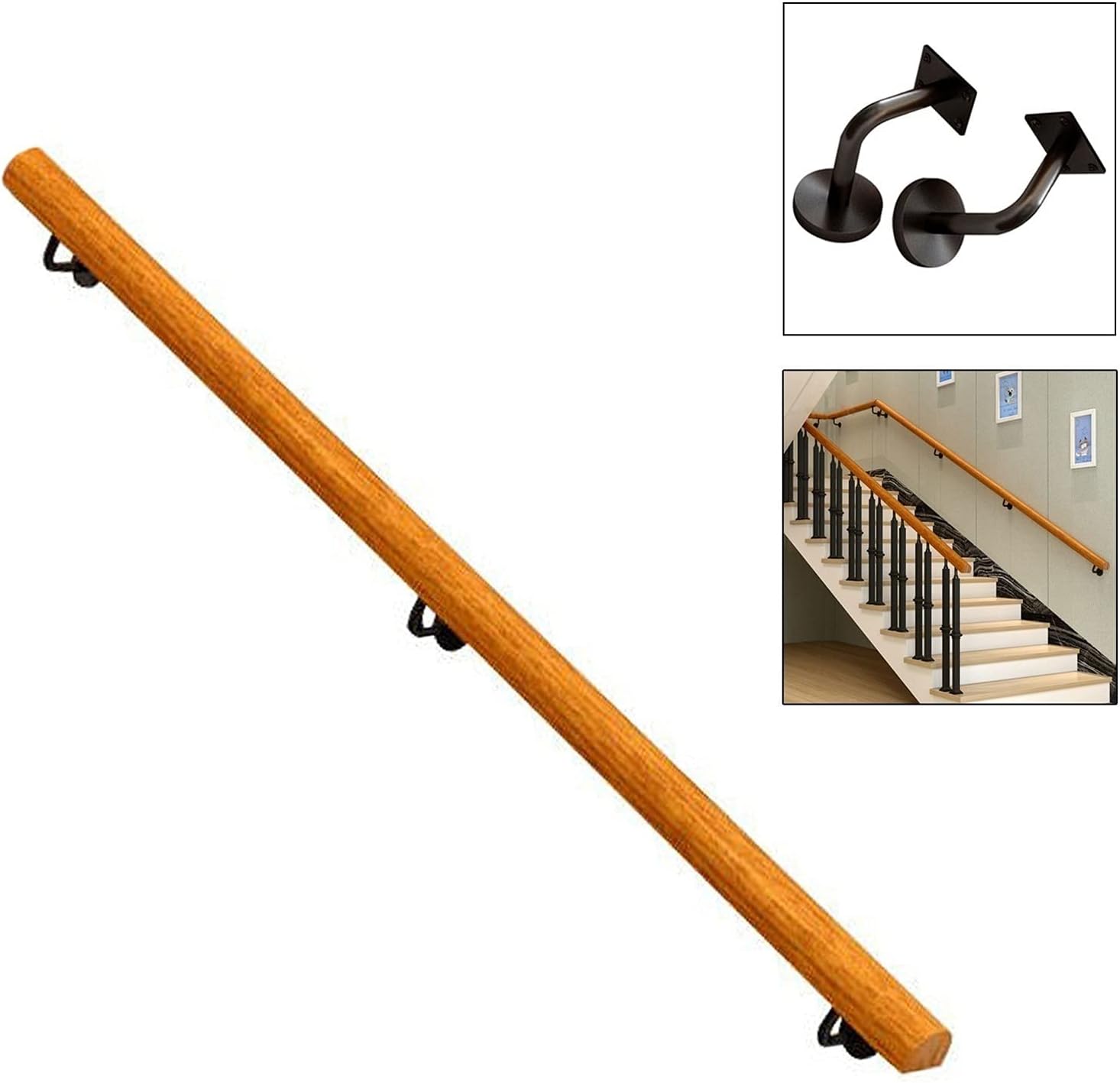 handrail Wooden Handrails Stair Banister Kit 1.6ft20ft