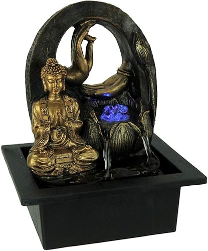 Fantasy Gifts Fuente de mesa iluminada con LED de felicitación y enseñanza de Buda