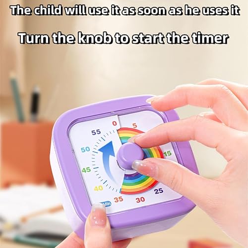 Miniatura 6 de Temporizador visual para niños, lindo arcoíris, temporizador de cuenta regresiva de 60 minutos, gestión del tiempo para niños y adultos,