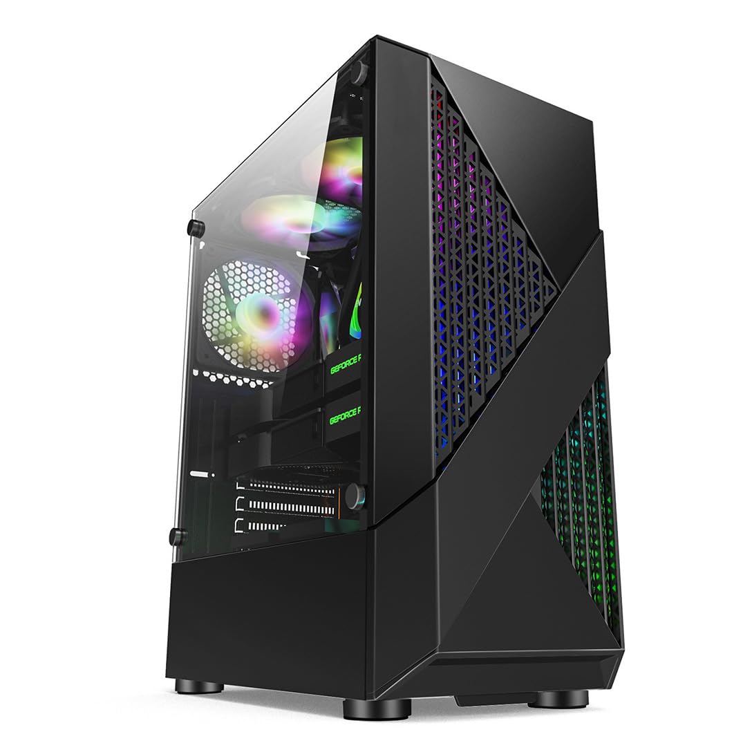 Amazon.co.jp: ゲーミングPCケース 強化ガラス製ミドルタワー型