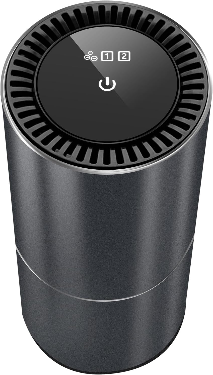 De dalt a baix view of the trettitre Car Air Purifier Ionizer showing the control panel with power button and mode indicators.