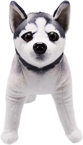 Miniatura 2 de Perro Husky realista de peluche de animal de peluche de simulación para cachorro, muñeca de juguete súper realista, los perros grises actúan como