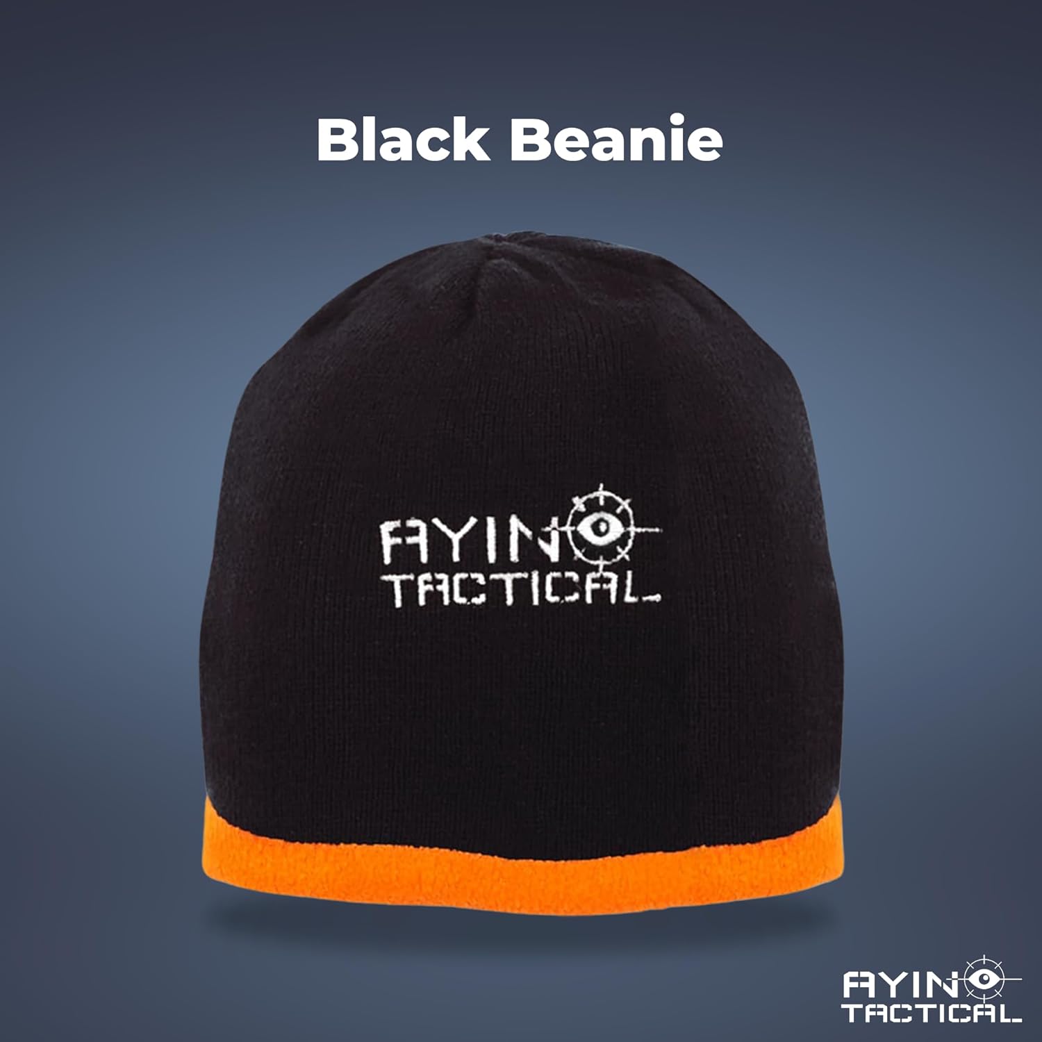 AYIN Hunting Beanie Hat, 2 in 1 Winter Knit Beanie for Men and Women, Reversable Black and Blaze Orange - Image 2