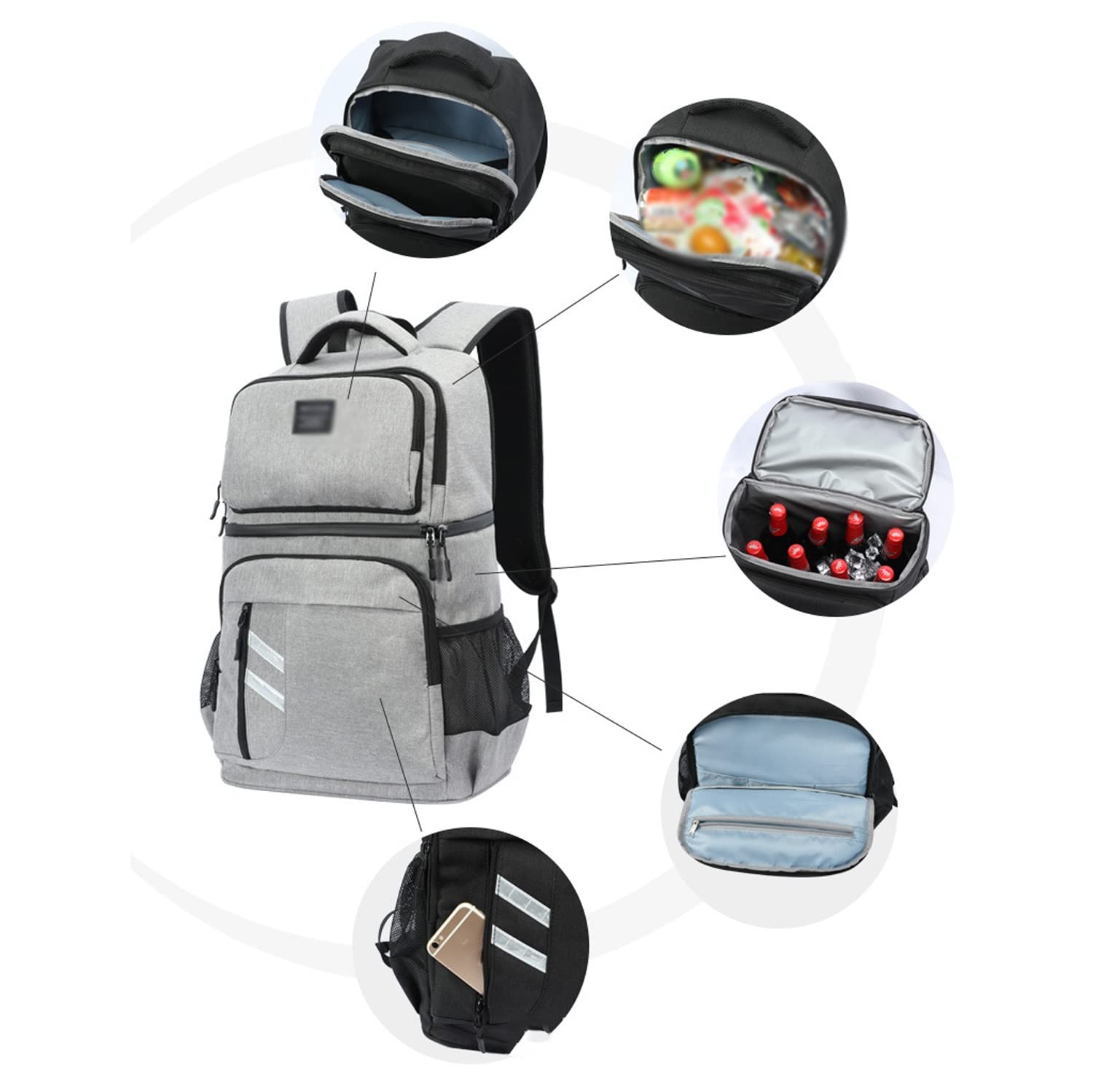 Mochila más Fresca, Bolsa térmica de Doble Capa con Aislamiento para Exteriores con abridor de Botellas, Mochila para el Almuerzo, Bolsa de Cerveza para Picnic para Hombres y Mujeres (Black)