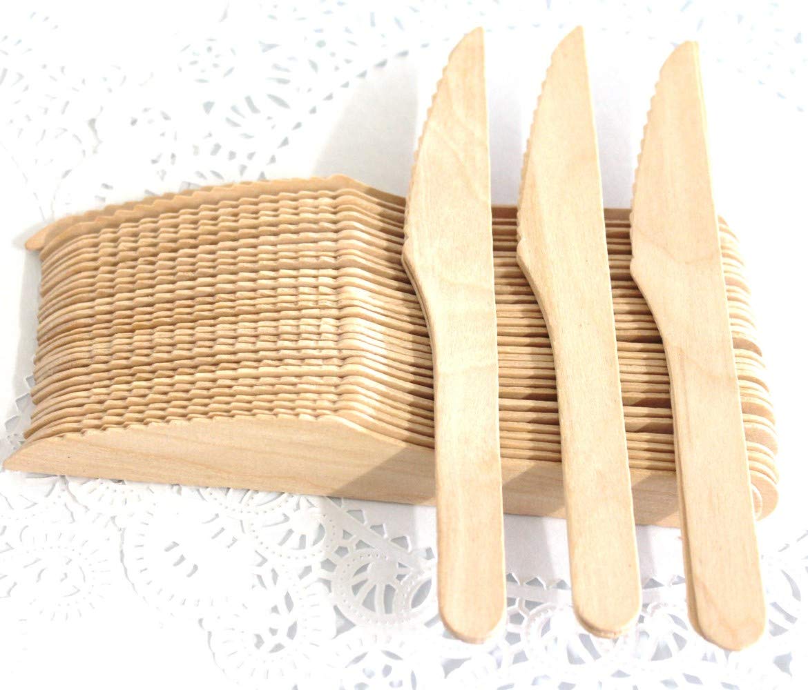 Buy V4L Disposable Wooden Knife EcoFriendly Knife Beige, Pack of 100