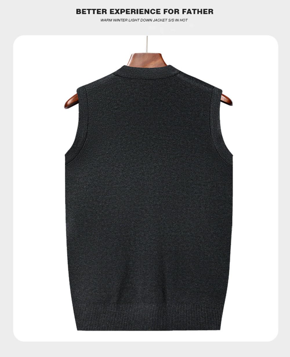 Sweater Vest,Herren-Strickpullover Weste Modisch Gestreift Jacquard V-Ausschnitt Ärmellos Knöpfe Strickjacke Weste Klassische Business-Strickweste Herbst-Winter Warme Strick-Tanktops
