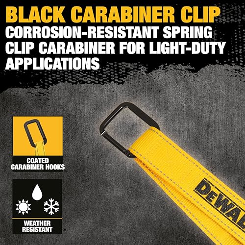 DEWALT 1.25"×12" Light-Duty Reuseable Carabiner Utility Straps, 2-Pack - image 5