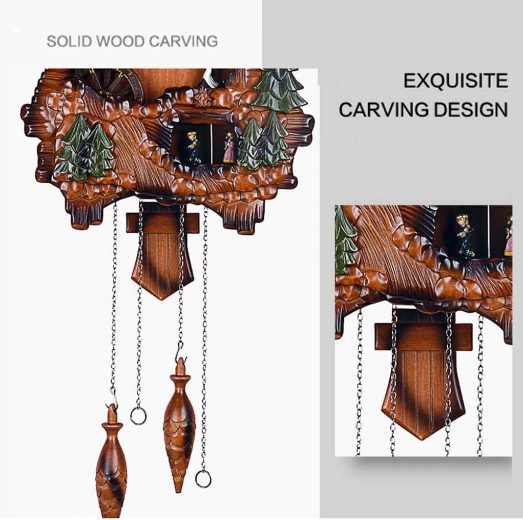 Hand-Made Cuckoo Clock, with Mechanical Bird Cuckoo Clock Pendulum Quartz Wall Clock Chalet House Home Decor for Living Room Kids Bedroom (Brown 27.5 * 12.5 * 6.2 inch)