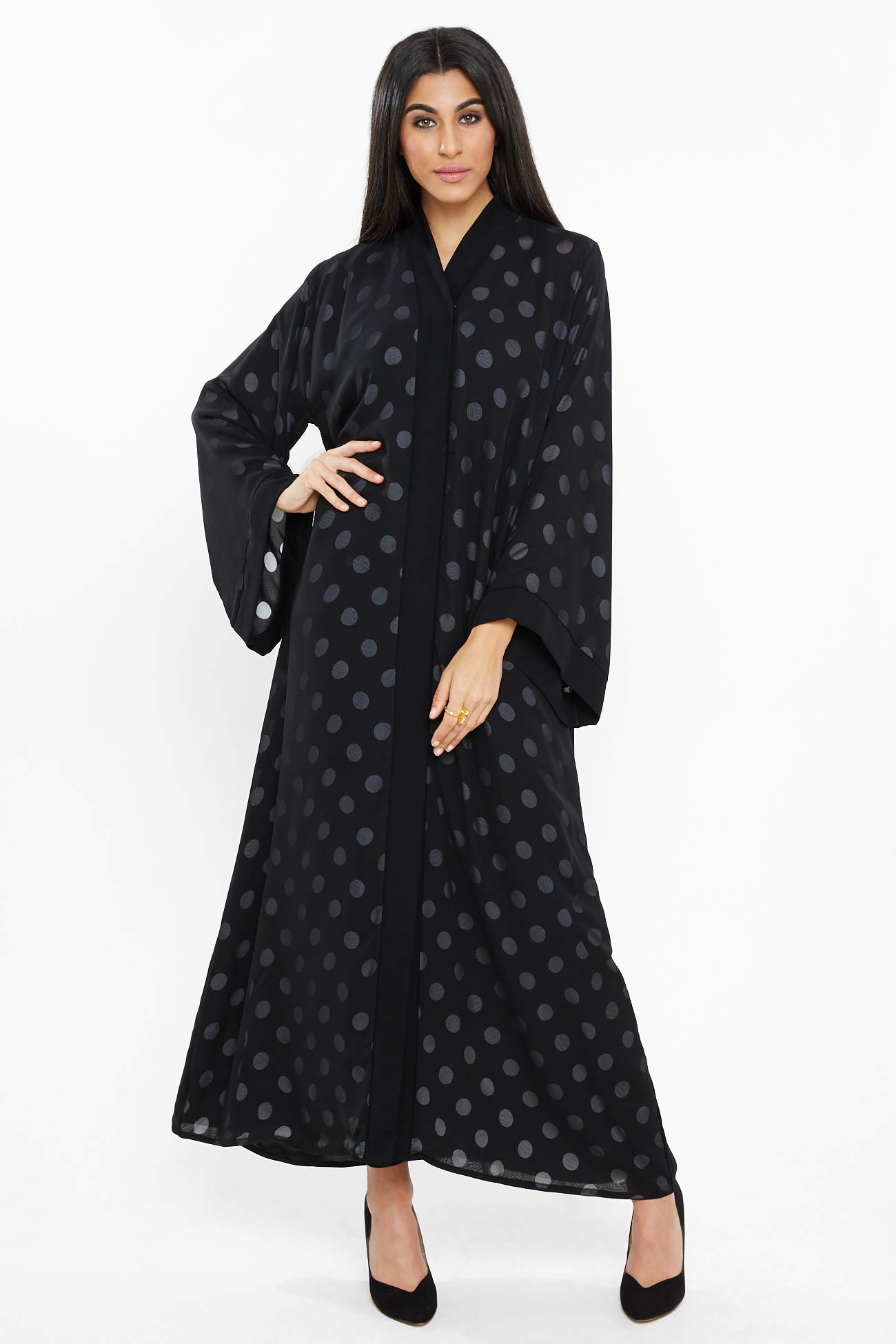 NukhbaaWomens Abaya Made With Fine Fabric, Comes With Matching Hijab AJ131A