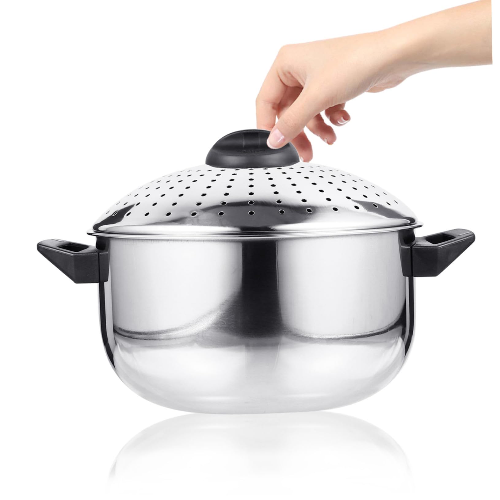 ARTIBETTER Pentola per Pasta in Acciaio Inox Coperchio, Resistente alle Alte Temperature, Antiaderente e Pratica per Cottura Rapida degli Spaghetti