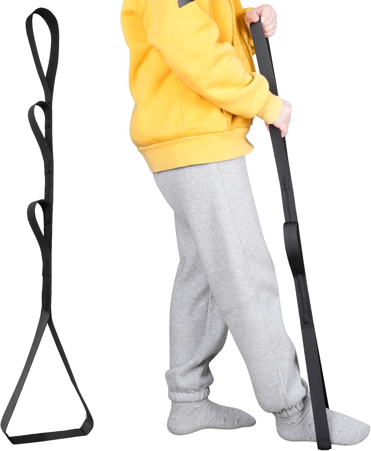 Homymusy 41 Inch Long Leg Lifter Strap,Durable Rigid Handgrips,Large Foot Loop Great for Hip and Knee Surgery Recovery Aids (with EVA Handles) : Health & Household