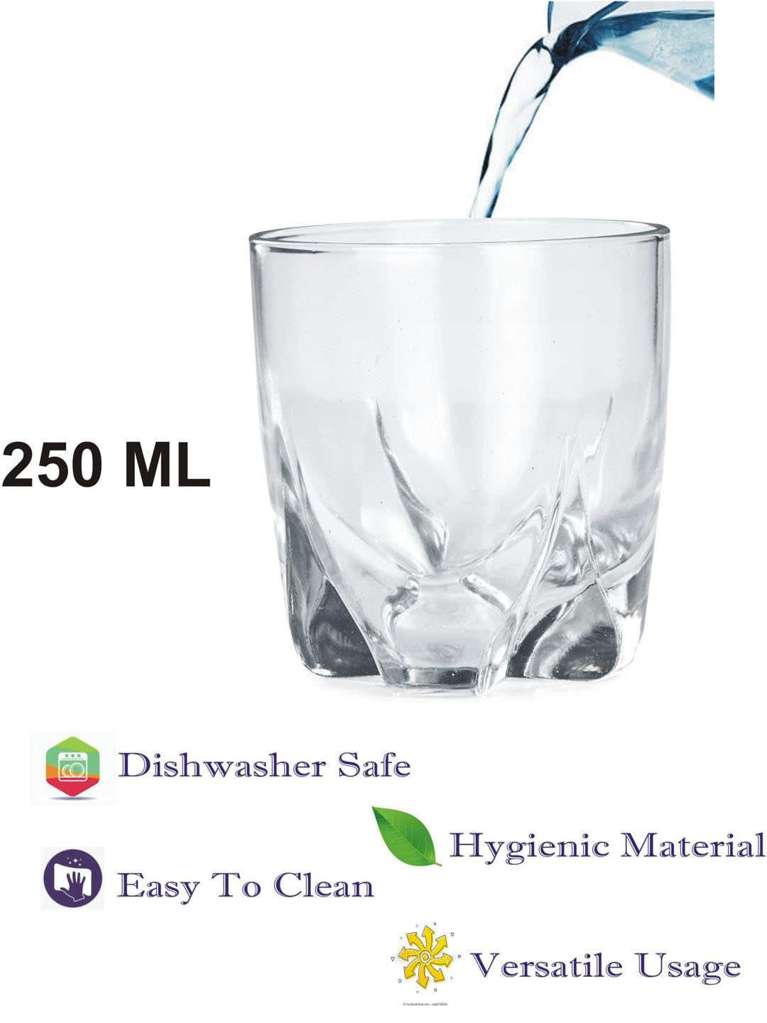 AFAST Party Perfect Glasses for Water, Juice, Cocktails, Smoothies and Other Drinking Beverages, Glass, Clear, Pack of 11, 7.5 X 7.5 X 9 CM 3