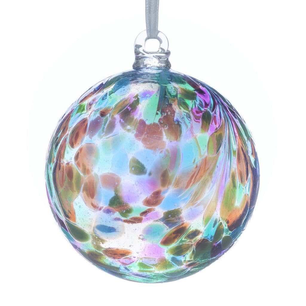 Sienna Glass Light 10Cm Friendship Ball - Feather Design - Peacock