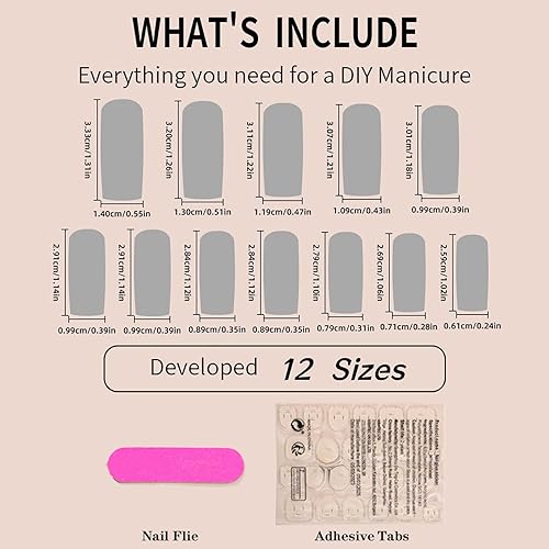 Miniatura 5 de 24 uñas postizas cuadradas a presión, uñas largas con purpurina rosa con lazo de encanto, bonitos diseños de osos y diamantes de imitación, uñas