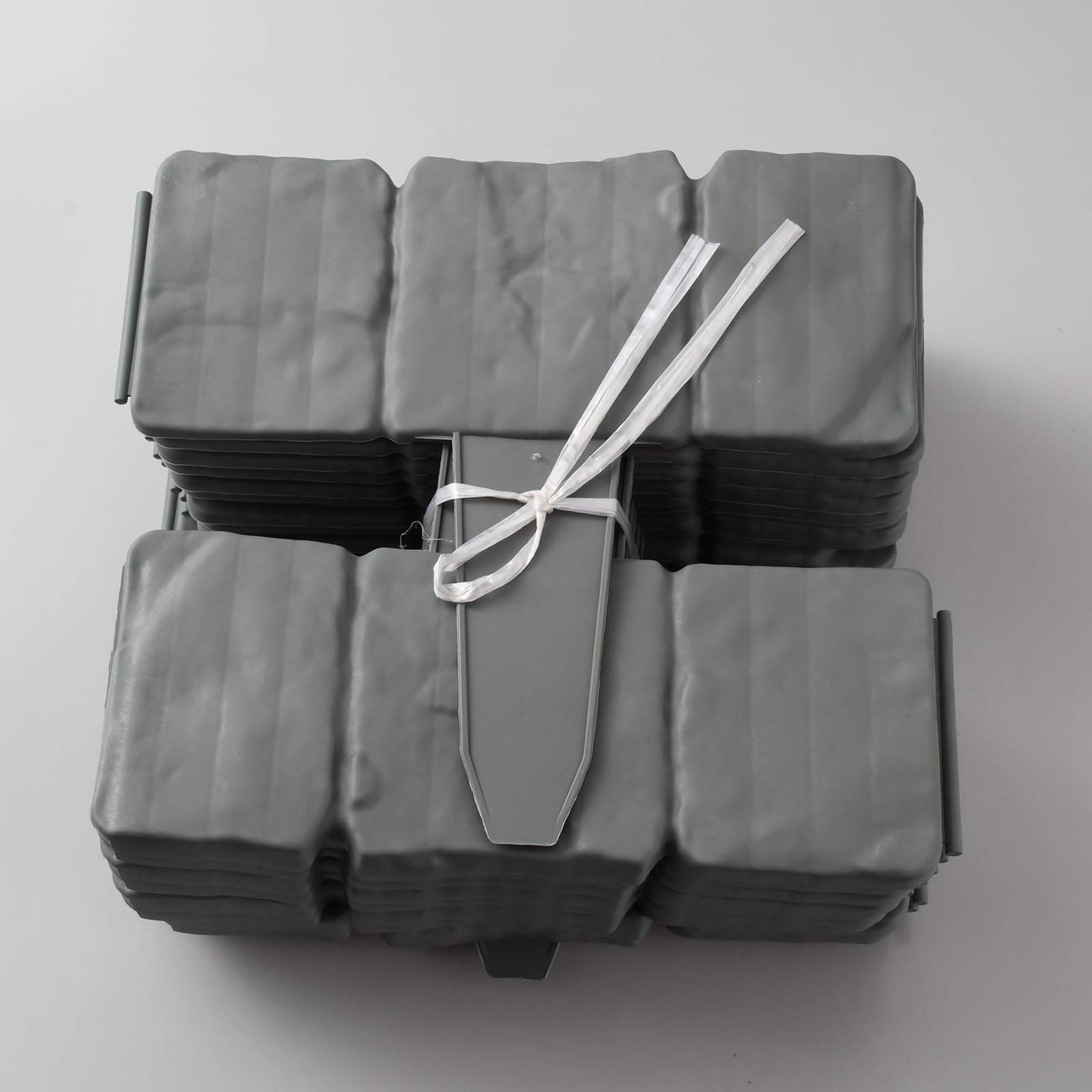 Set di 20 recinzioni da giardino in PVC effetto pietra artificiale, grigio, 23 x 25 x 1,2 cm, bordo per prato senza scavare, per aiuole e vialetti