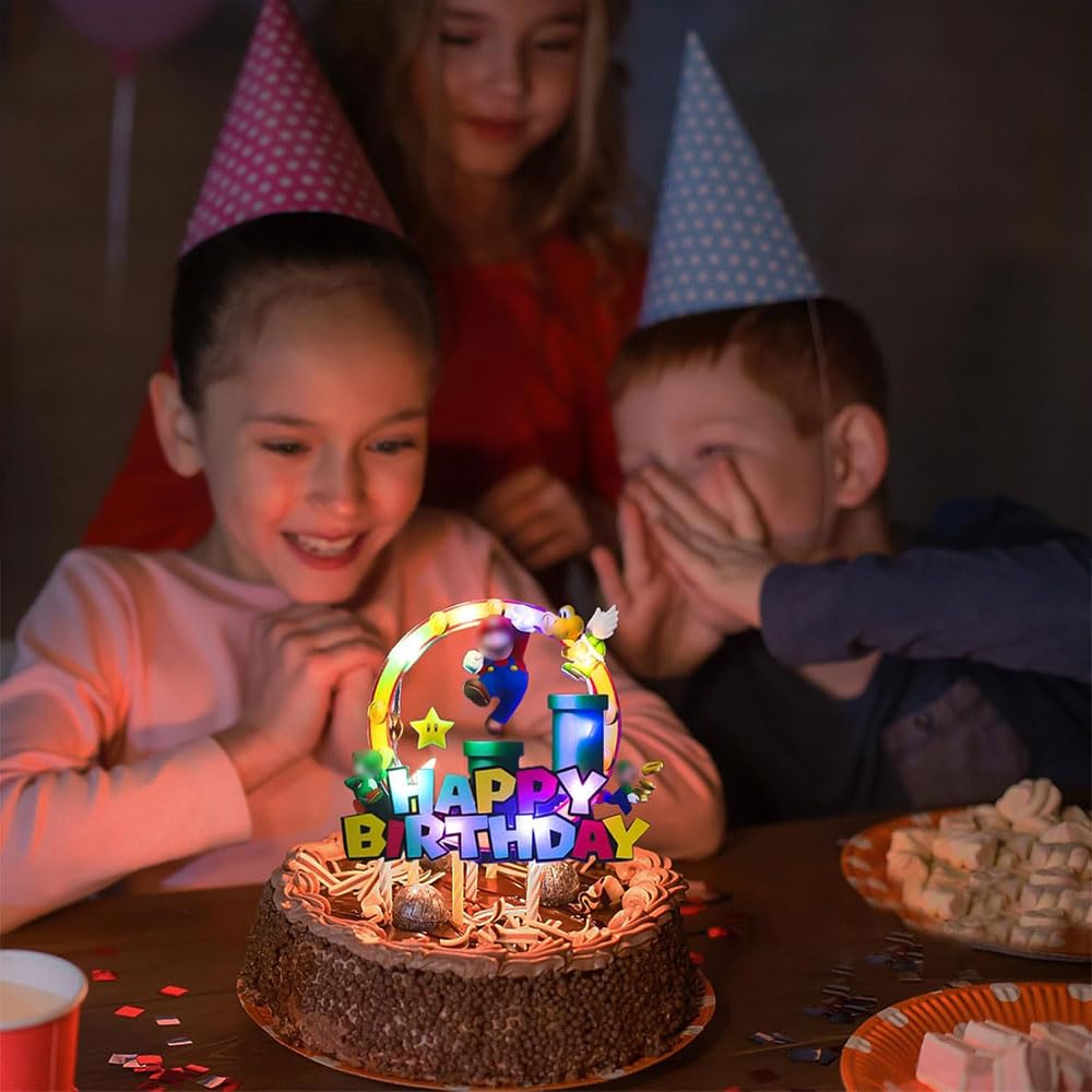 Décoration de gâteau pailletée de dessin animé, Décorations de gâteaux d'anniversaire et de muffins sur le thème des jeux vidéo, Décorations fêtes d'enfants - 5