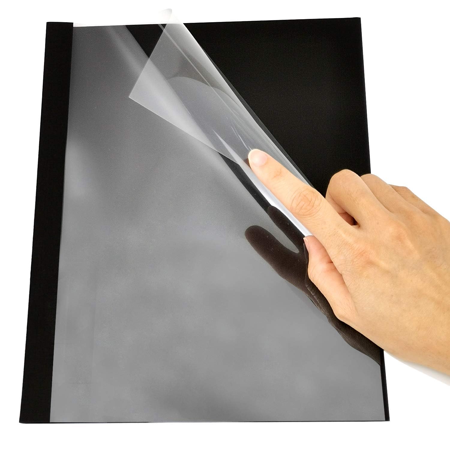 RAYSON Cubiertas térmicas de 3 mm, encuaderna hasta 25 hojas A4, transparente/negro, pack de 25
