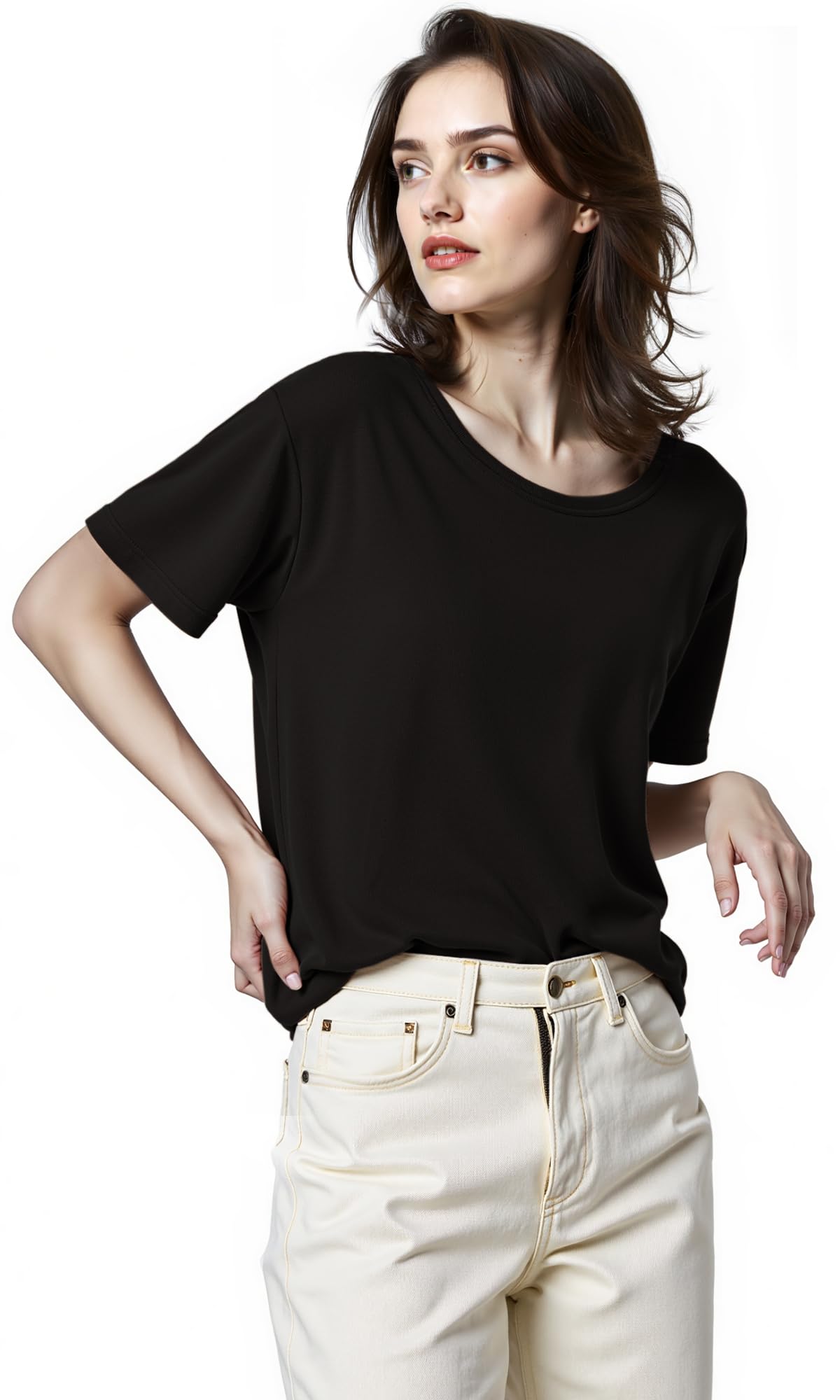 FMAOHFE Summer Tops for Women Faux Silk t Shirt Breathable Sun Protection Cute Casual Trendy Oversized t Shirts for Women