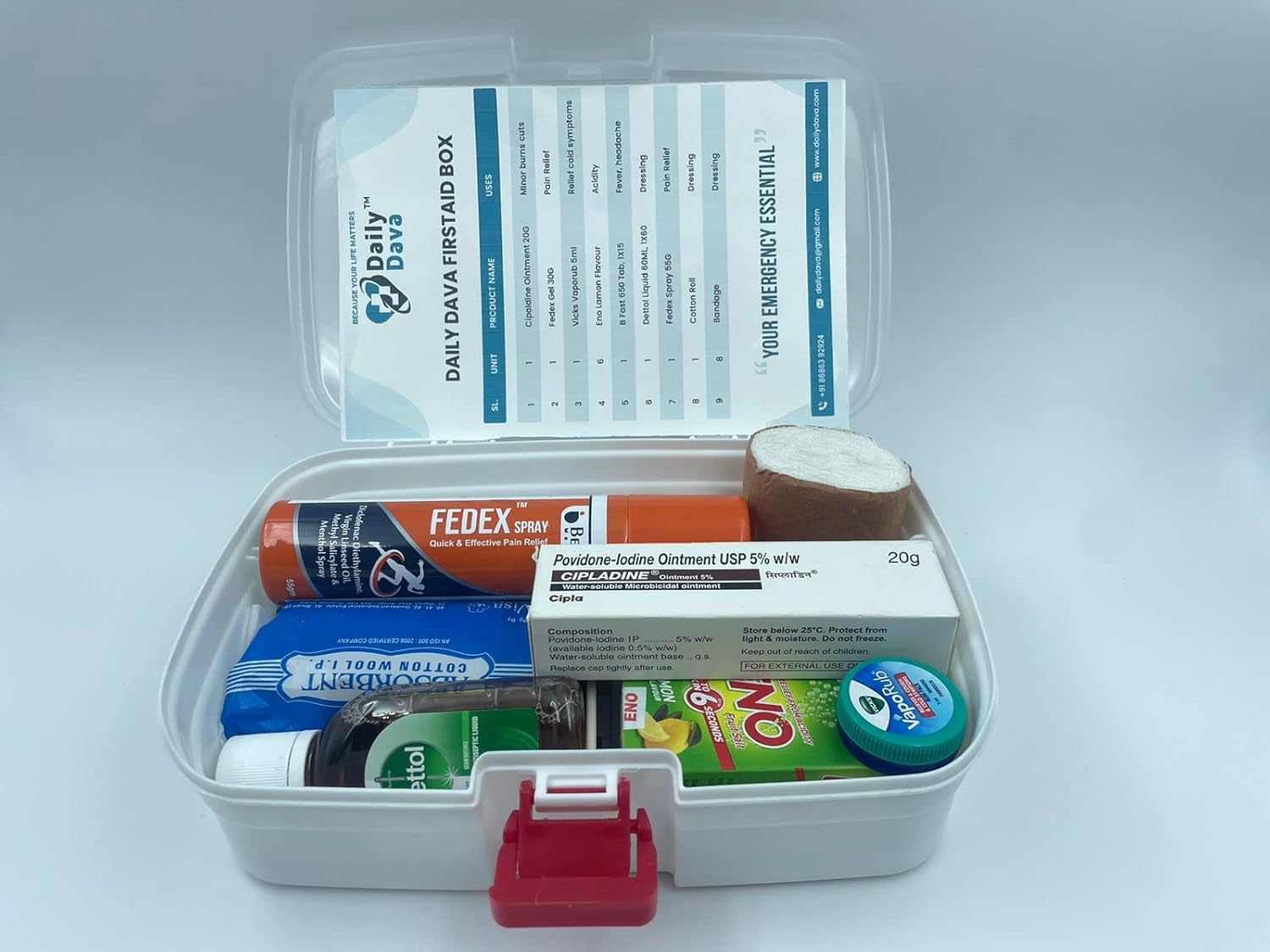 DAILY DAVA Portable First Aid Kit Detachable Tray Medical Box Emergency