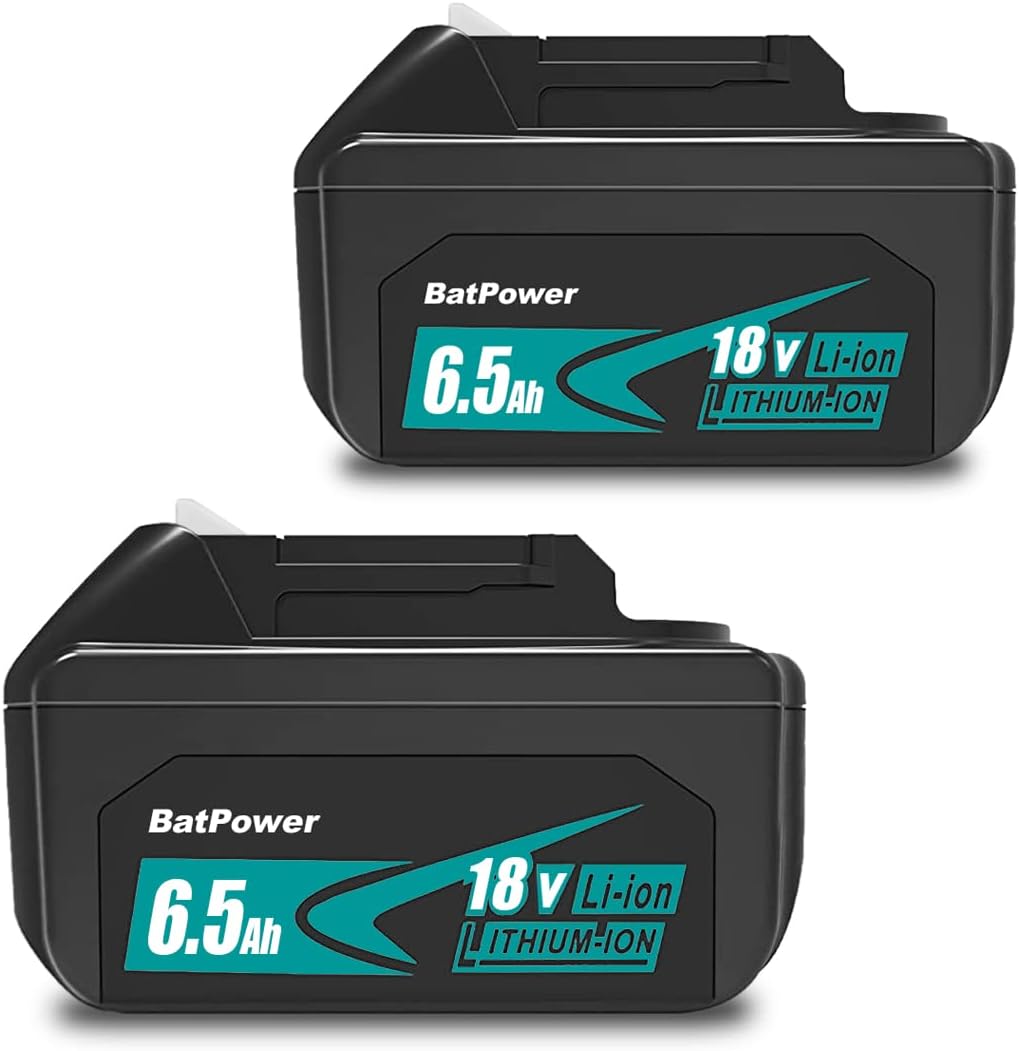 BatPower 2 Pack 18V 6.5Ah High Capacity Battery - Replacement for Makita LXT 18V Lithium Batteries BL1860B BL1850B BL1840B BL1830B