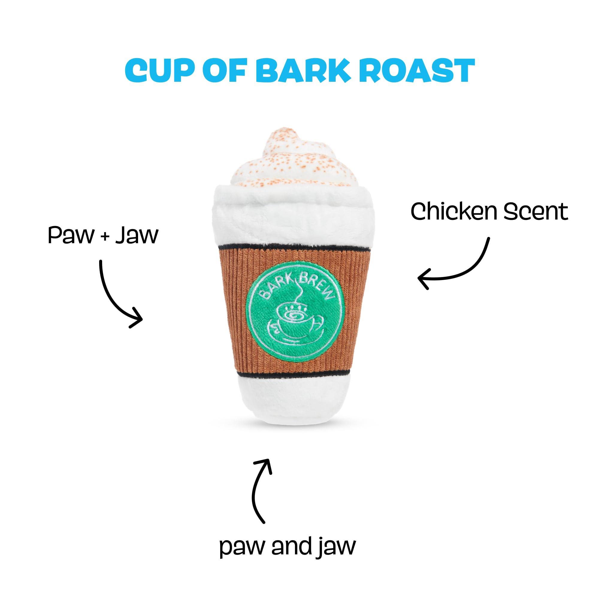 BARK Dog Toy Cup of BARK Roast Squeaky Toy For Dogs Plush Cappuccino Coffee Cup - Image 2