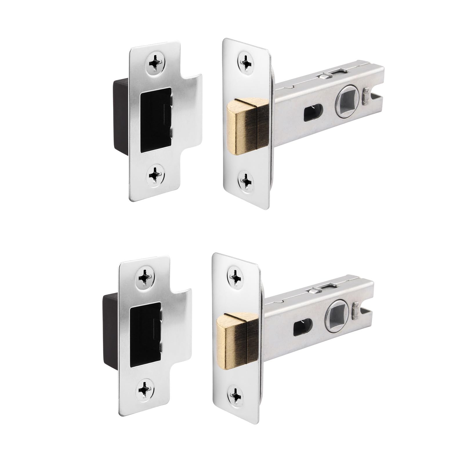 Eai Polished Chrome Chrome Tubular Door Latch For Internal Doors - 2.5 Inch / 64Mm - Pack Of 2 Tubular Mortice Latches