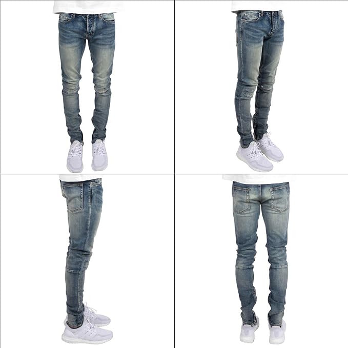 Stretch Damaged Denim Hem Zip M34 