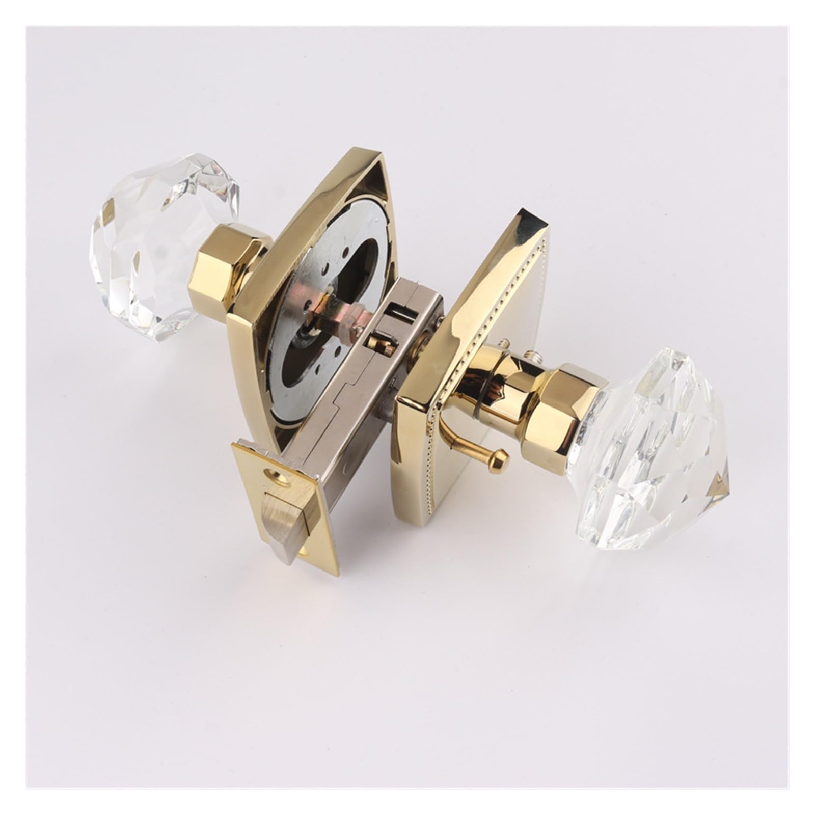 NYRXRYTCA Crystal Glass Ball Lock Golden Light Luxury American Door Lock Wooden Door Bathroom Bathroom Lock Indoor Silent Room Door Lock(193Golden Bathroom Lock)