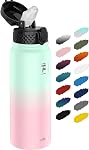 Fanhaw 40 Bouteilles d'eau de sport Isolées en acier inoxydable Oz avec paille pour enfants, hommes et femmes (Gray)