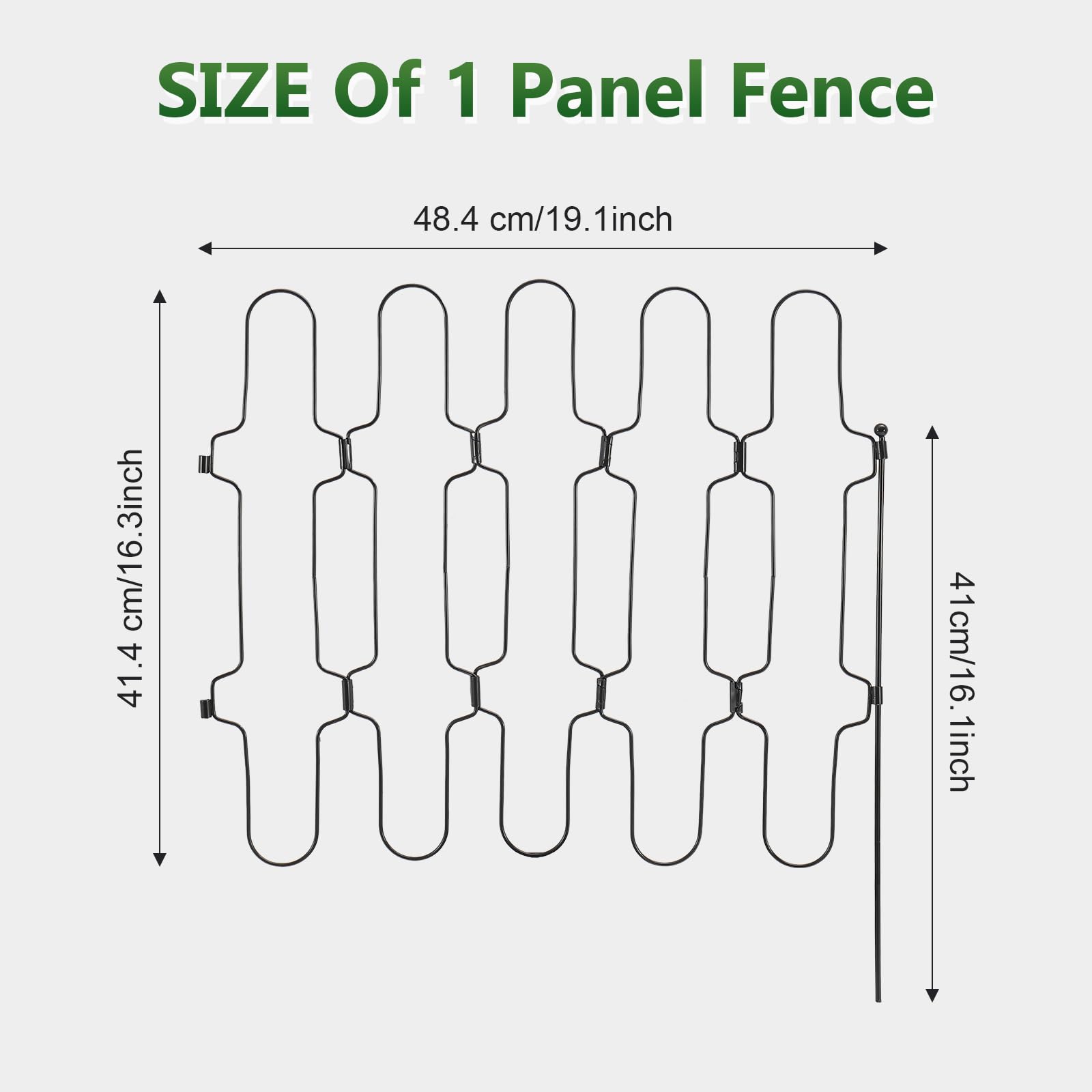 Valla de Jardín Plegable para Exterior, Paneles de Metal para Bordes de Macizos, Barrera Decorativa sin Instalación para Animales, Cercado para Jardín, Flor y Patio (40CM(H)×4.6M(L) 10 Panels)