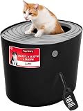 Amazon product image of IRIS USA Top Entry Cat Litter Box, Hooded Privacy, Large, Black/Gray | Dog-Free Zone, Mess Containment System, Protected Interior, Secure Lid Access, Reduced Tracking, Odor Trapping