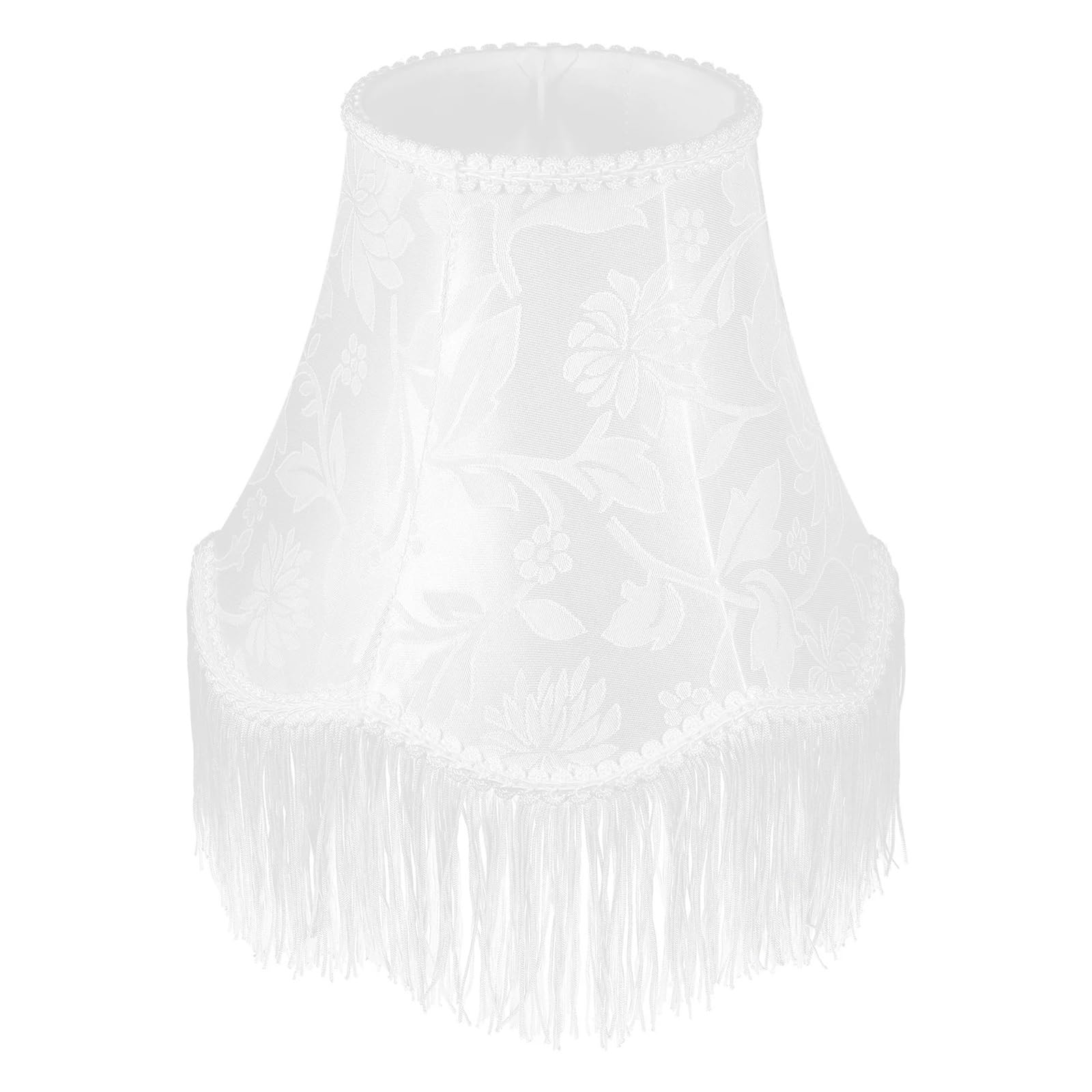 HKYBCF Lamp Shade Pink Fabric Lampshade Fringe Vintage Retro Lamp Shades Table Desk Bedside Lighting Cloth Cover E27 Lightweight for Bedroom(White)