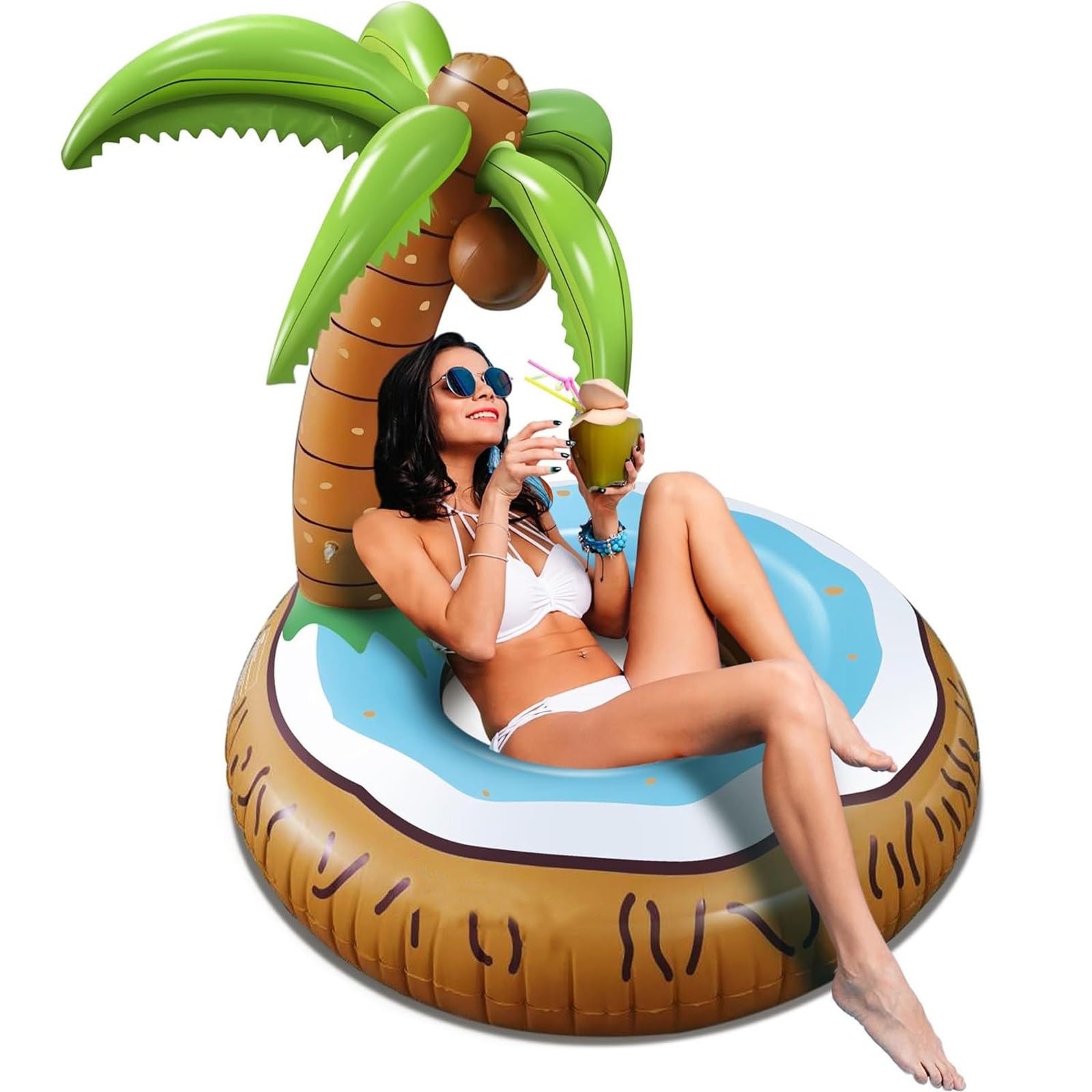 Colchonetas Hinchables para Piscinas, Flotador Piscina | Forma de Palmera, Aspecto Divertido, para Fiestas en la Playa, Junto al Mar