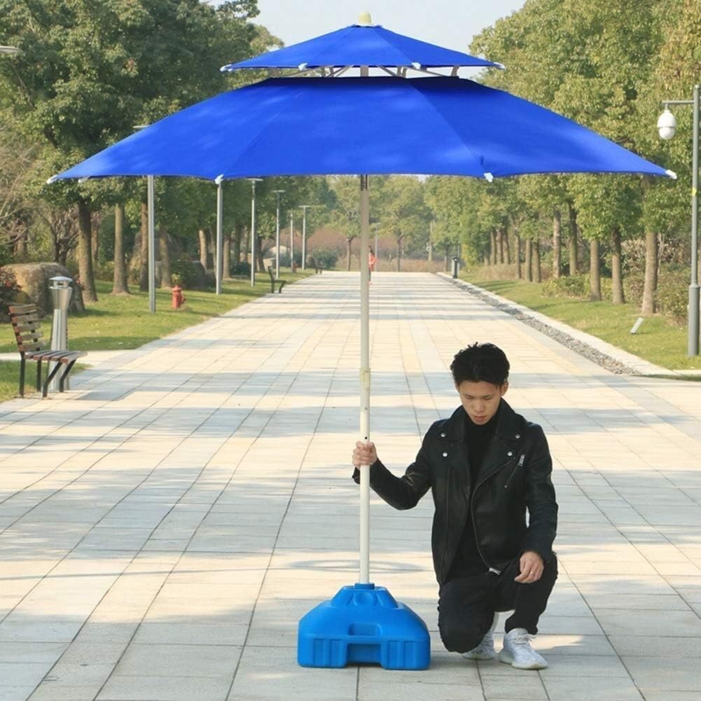 Beach Umbrella Garden Parasol Parasols Blue Double Top Patio Umbrella Yard Perfect for Outdoor Garden Beach Commercial Event Market Camping Pool Side(Blue-7.5 Ft/230cm)