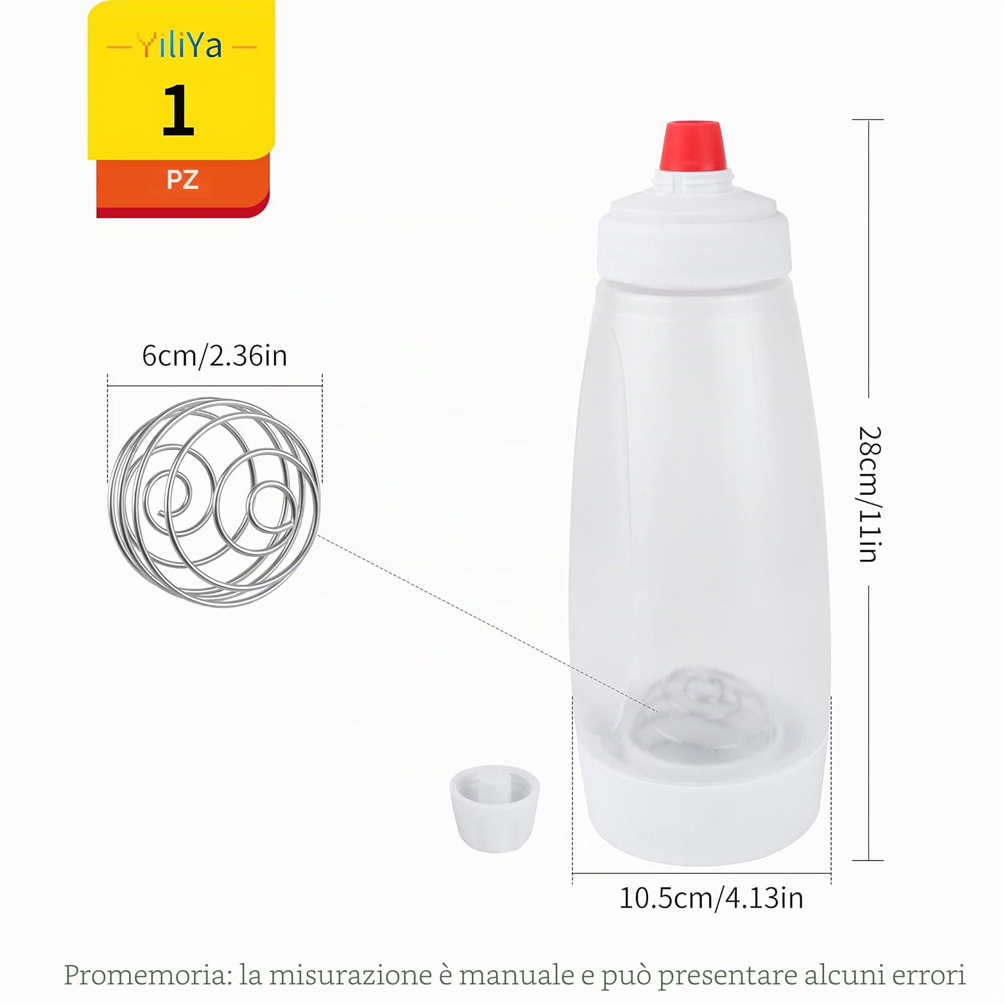 YiliYa Dosatore per Impasti, 1000ml Pancake Pancake Dispenser Dosatore con Sfera di Miscelazione Strumento per Pancake Waffle Crêpe Bottiglie di Salsa
